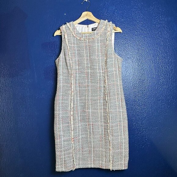 Karl Lagerfeld Paris Womens Pink Metallic Tweed Cocktail Dress 8 - Picture 3 of 12